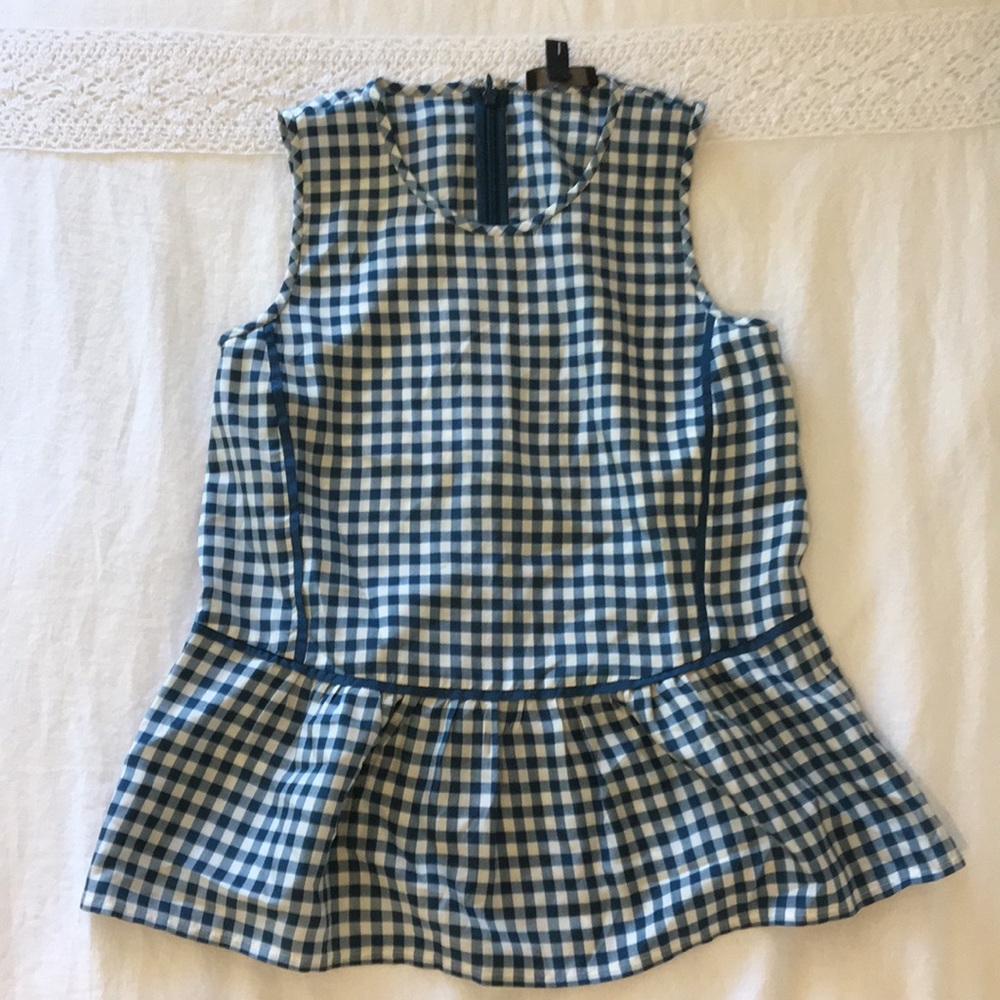J Crew Gingham Peplum Top